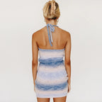 Ombré Crochet Mini Dress with a Halter Neck