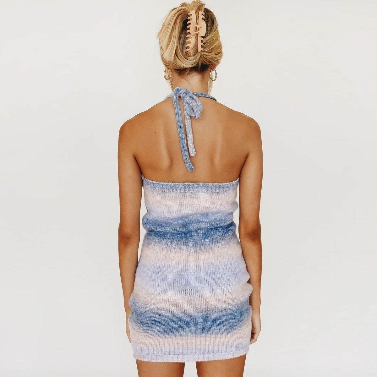 Ombré Crochet Mini Dress with a Halter Neck