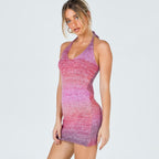 Ombré Crochet Mini Dress with a Halter Neck