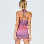 Ombré Crochet Mini Dress with a Halter Neck