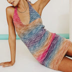 Ombré Crochet Mini Dress with a Halter Neck