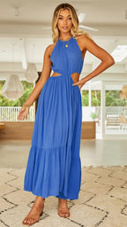 Cutout Ruffled Dress with a Halter Neck