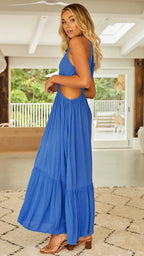 Cutout Ruffled Dress with a Halter Neck