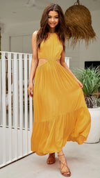 Cutout Ruffled Dress with a Halter Neck