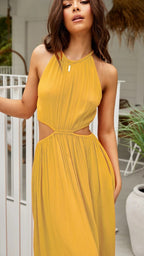 Cutout Ruffled Dress with a Halter Neck