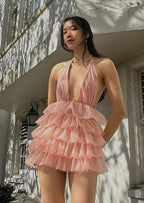Open-Back Halterneck Mini Dress