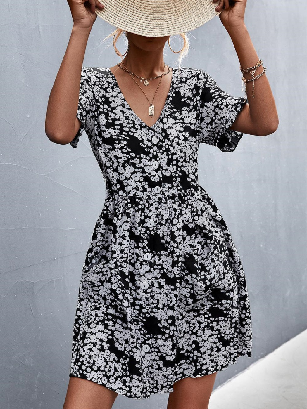 Floral Dress with a Button Front