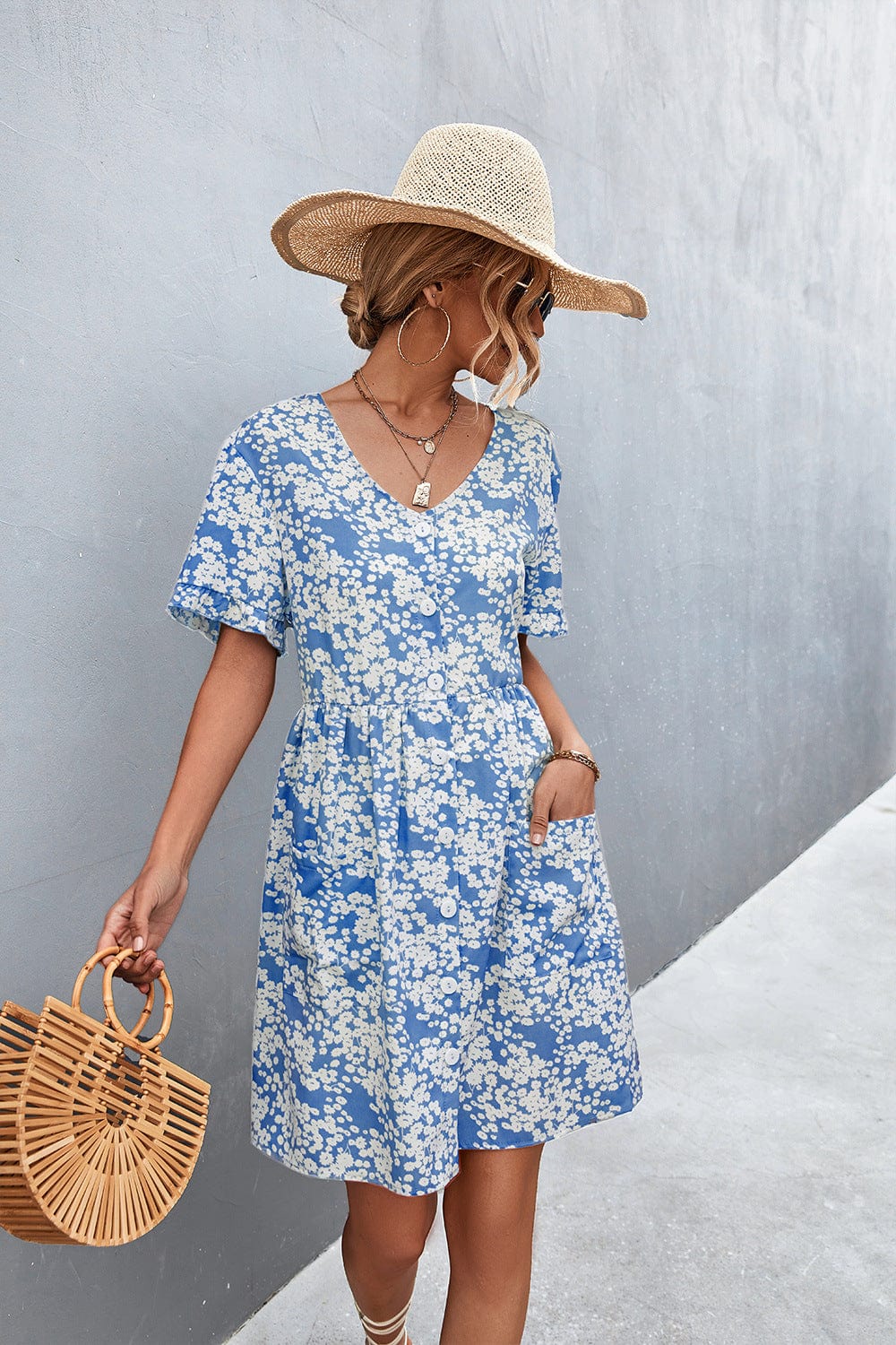 Floral Dress with a Button Front