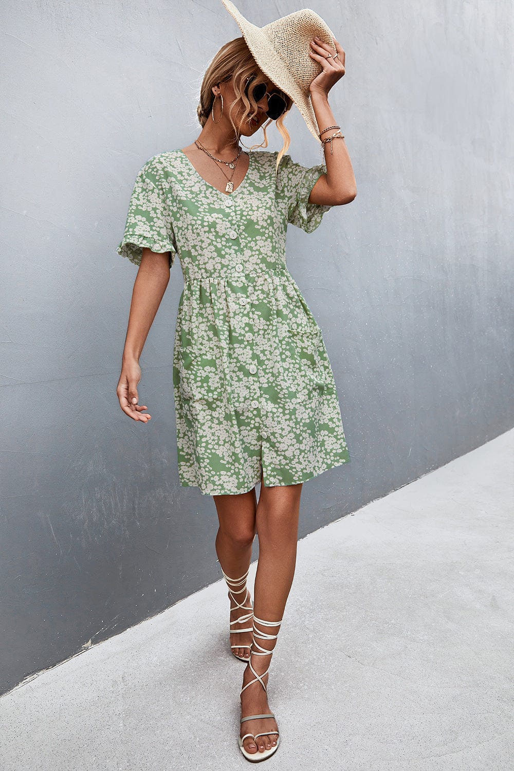 Floral Dress with a Button Front