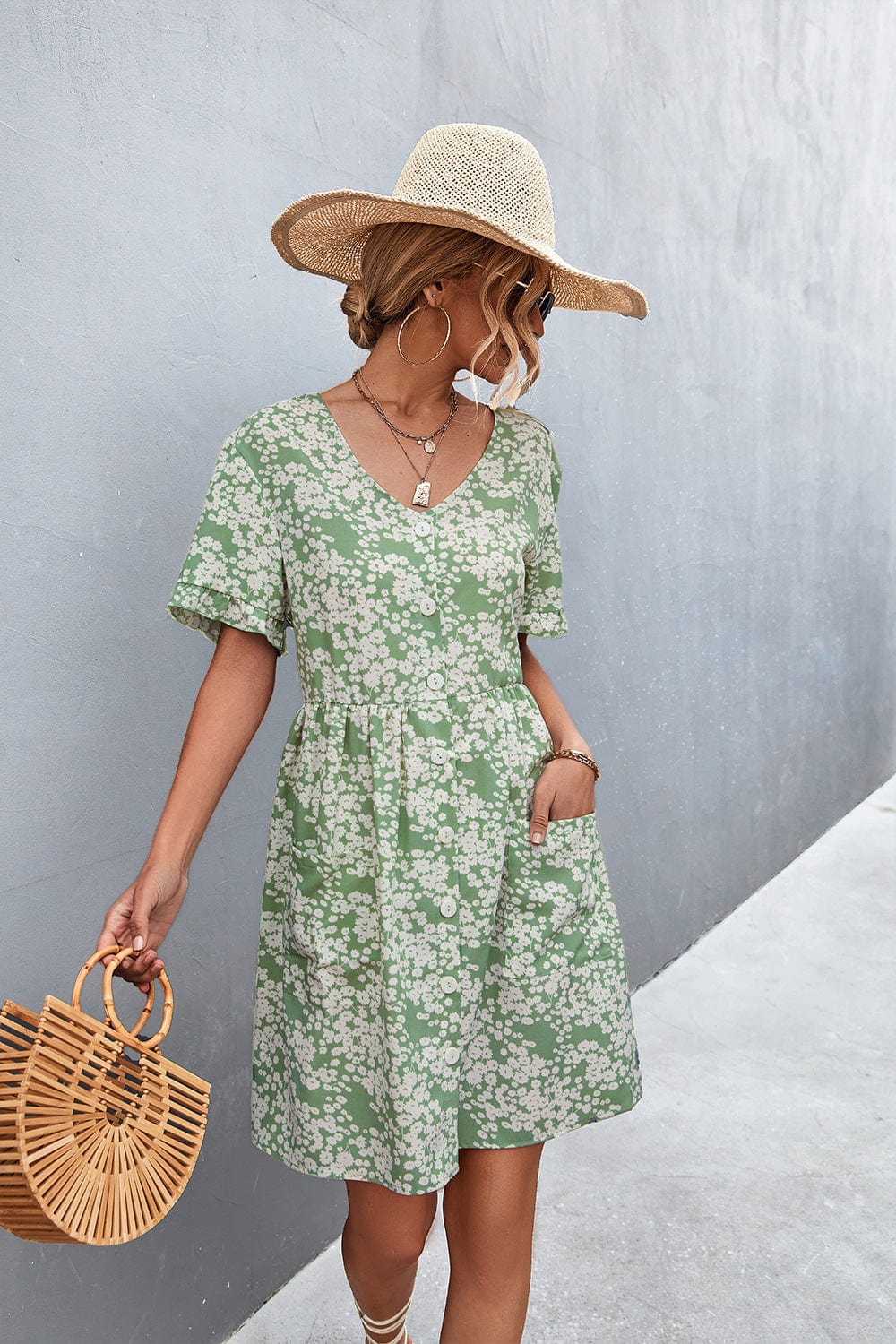 Floral Dress with a Button Front