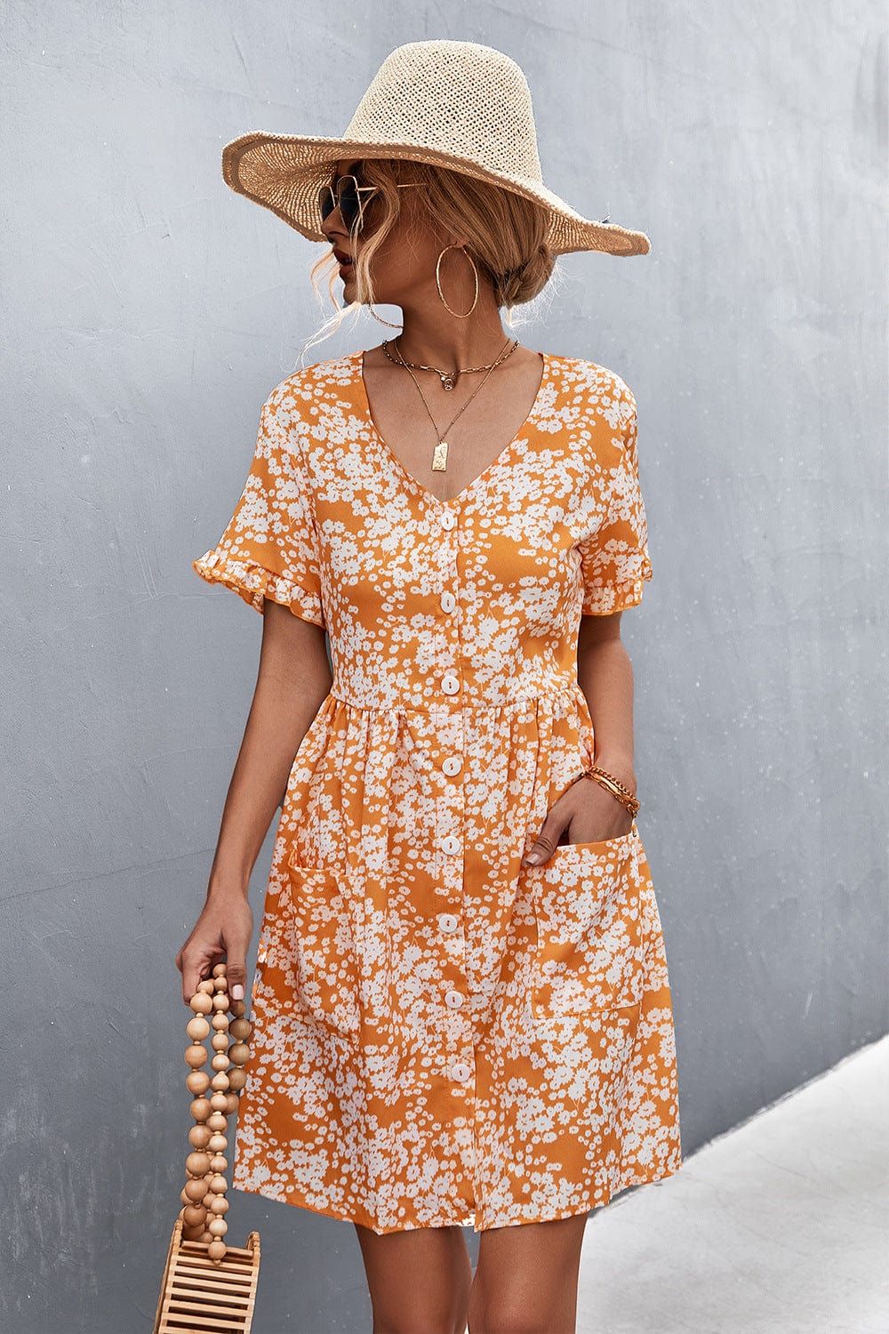 Floral Dress with a Button Front