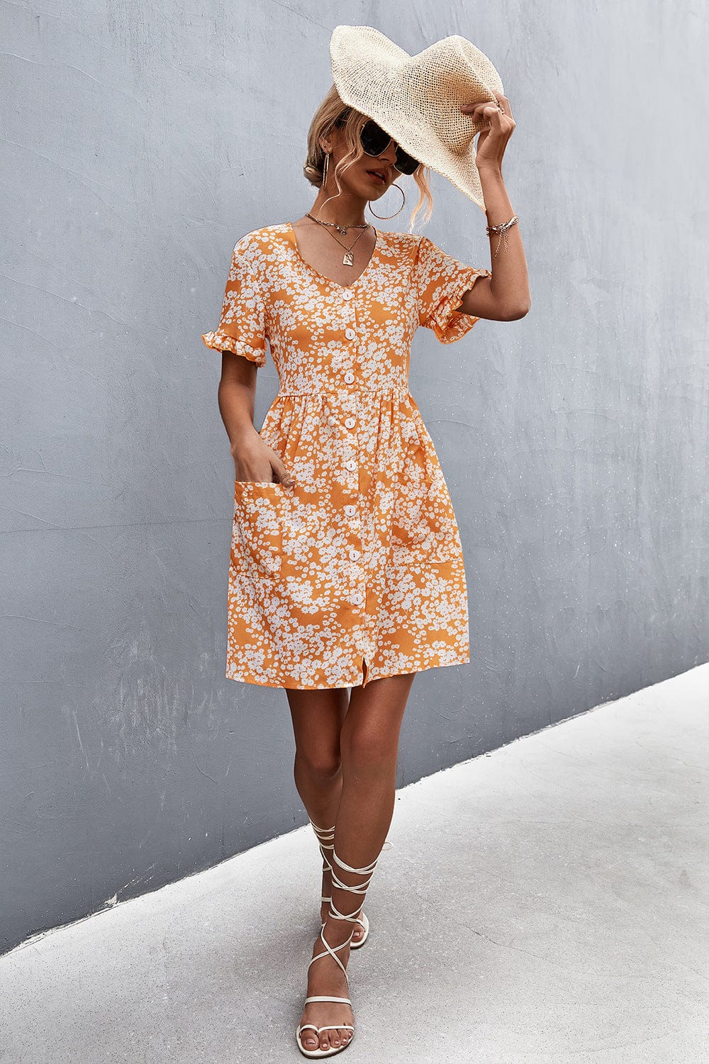 Floral Dress with a Button Front