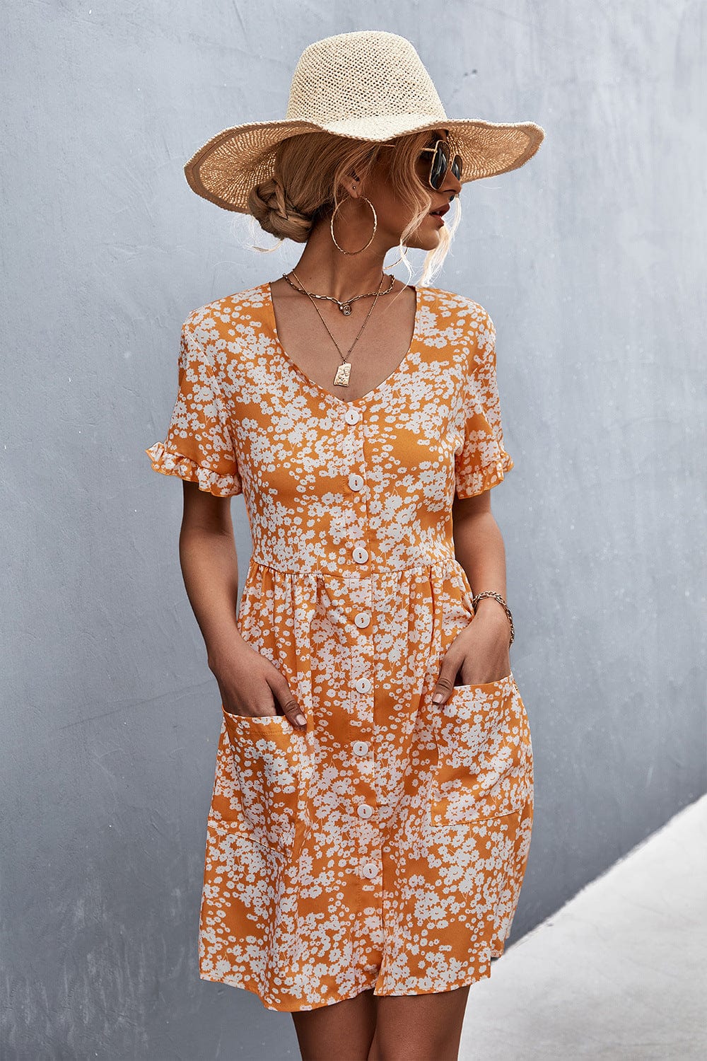 Floral Dress with a Button Front