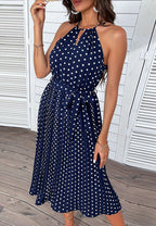 Polka-Dot Keyhole Dress