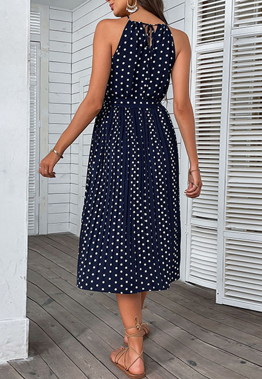 Polka-Dot Keyhole Dress