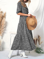 Puff-Sleeve Wrap-Style Dress