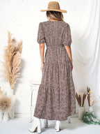 Puff-Sleeve Wrap-Style Dress