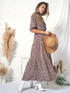 Puff-Sleeve Wrap-Style Dress