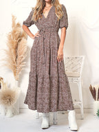 Puff-Sleeve Wrap-Style Dress