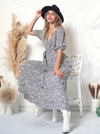 Puff-Sleeve Wrap-Style Dress