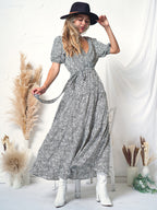 Puff-Sleeve Wrap-Style Dress