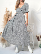 Puff-Sleeve Wrap-Style Dress