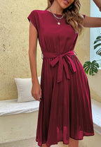 Tie-Waist Dress with Pleat Details