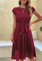 Tie-Waist Dress with Pleat Details