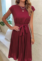 Tie-Waist Dress with Pleat Details