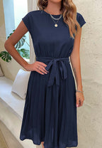 Tie-Waist Dress with Pleat Details