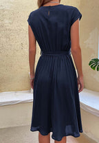 Tie-Waist Dress with Pleat Details