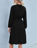 Ruffled Midi Dress with a Waist Tie
