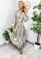 Paisley-Print Wrap-Style Dress