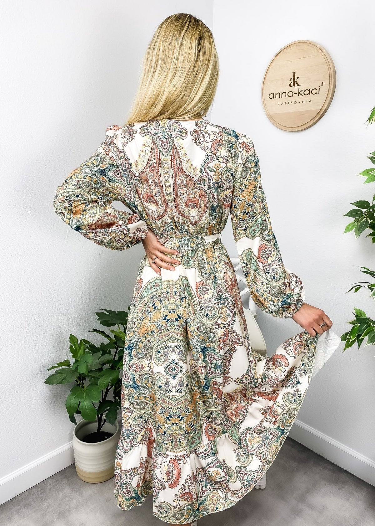 Paisley-Print Wrap-Style Dress