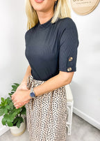 Leopard-Print High-Neck Tie-Waist Dress