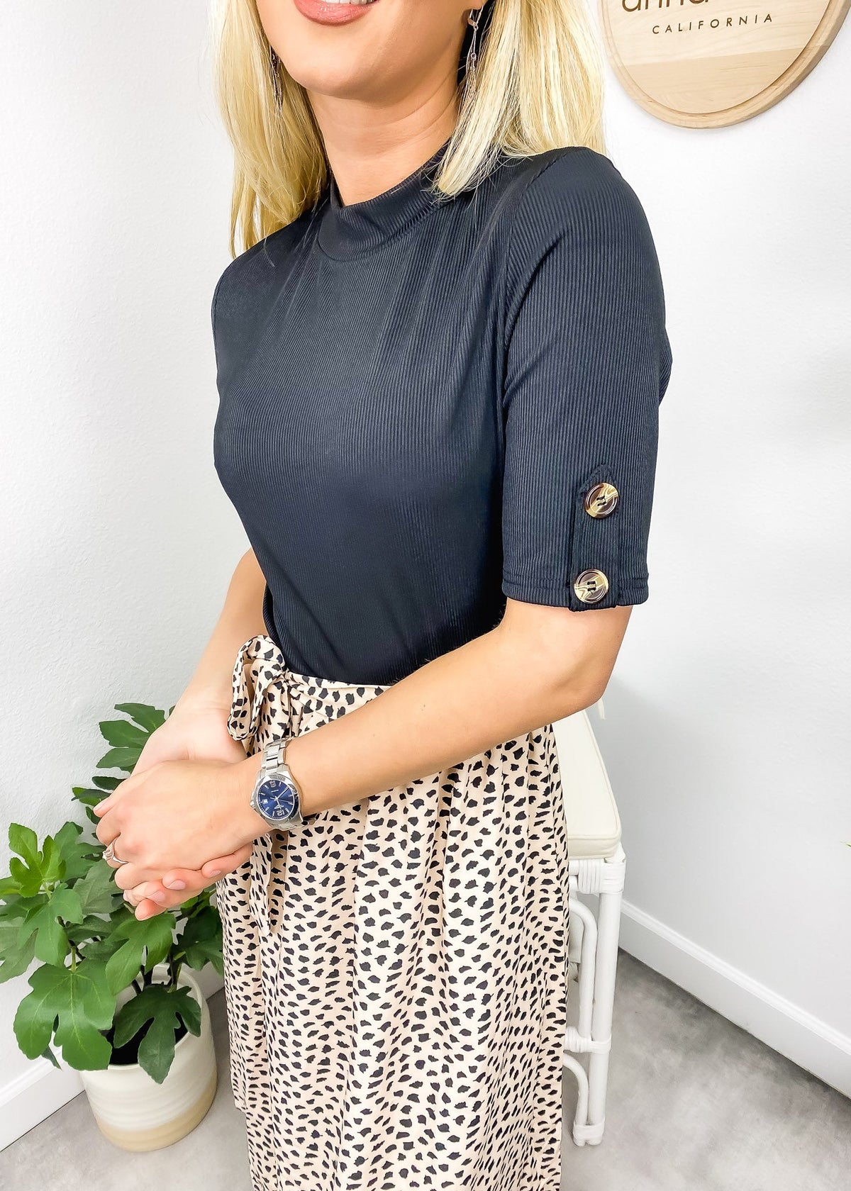 Leopard-Print High-Neck Tie-Waist Dress