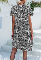 Floral V-Neck Dress with a Button Front