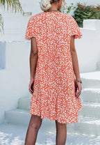 Floral V-Neck Dress with a Button Front
