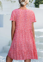 Floral V-Neck Dress with a Button Front