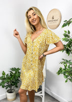 Floral V-Neck Dress with a Button Front