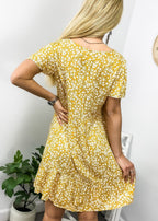 Floral V-Neck Dress with a Button Front