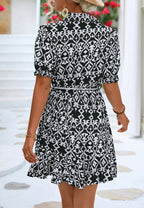 Geometric-Print Collared Dress