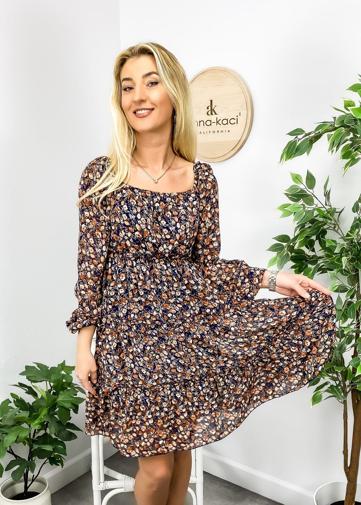 Tiered Long-Sleeve Dress