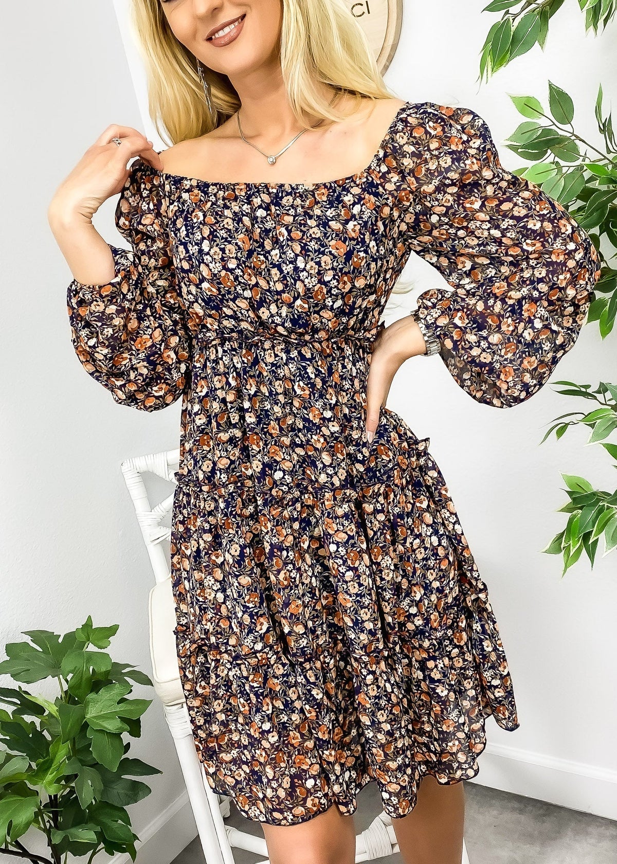 Tiered Long-Sleeve Dress