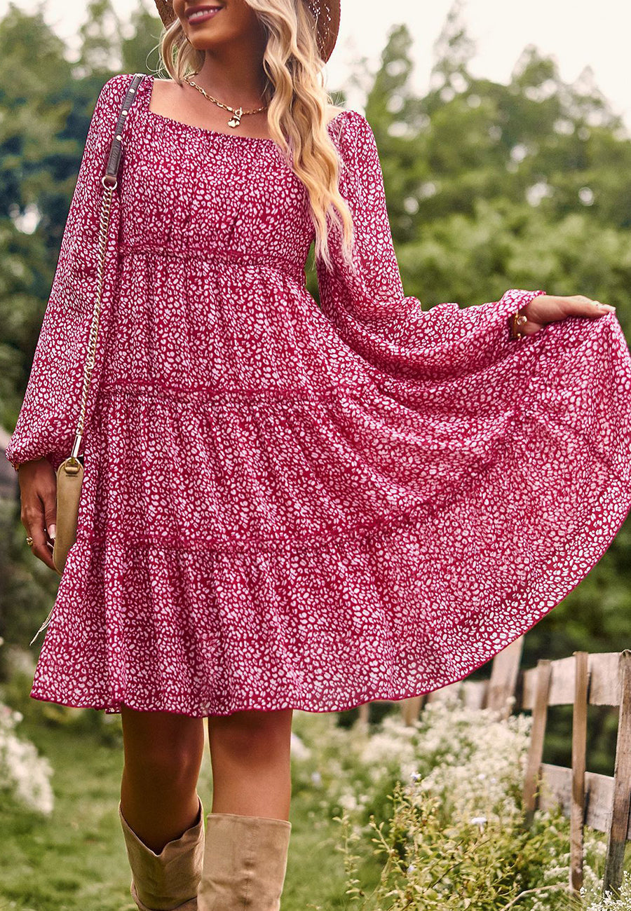 Tiered Long-Sleeve Dress