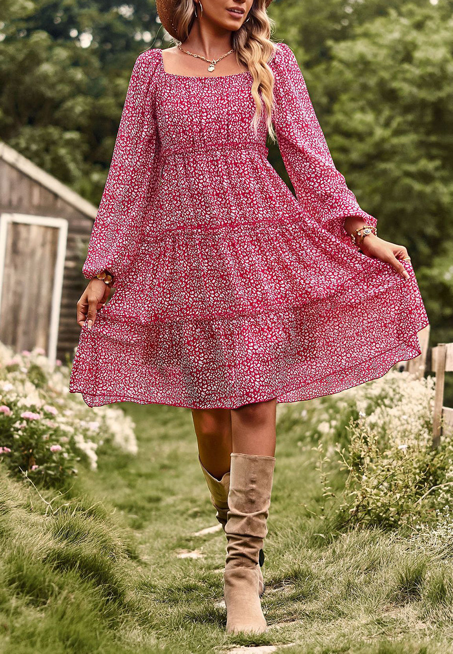 Tiered Long-Sleeve Dress