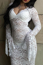 Lace Dress with a V-Neck