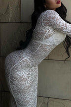Lace Dress with a V-Neck