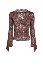 V-Neck Top with Lace Details