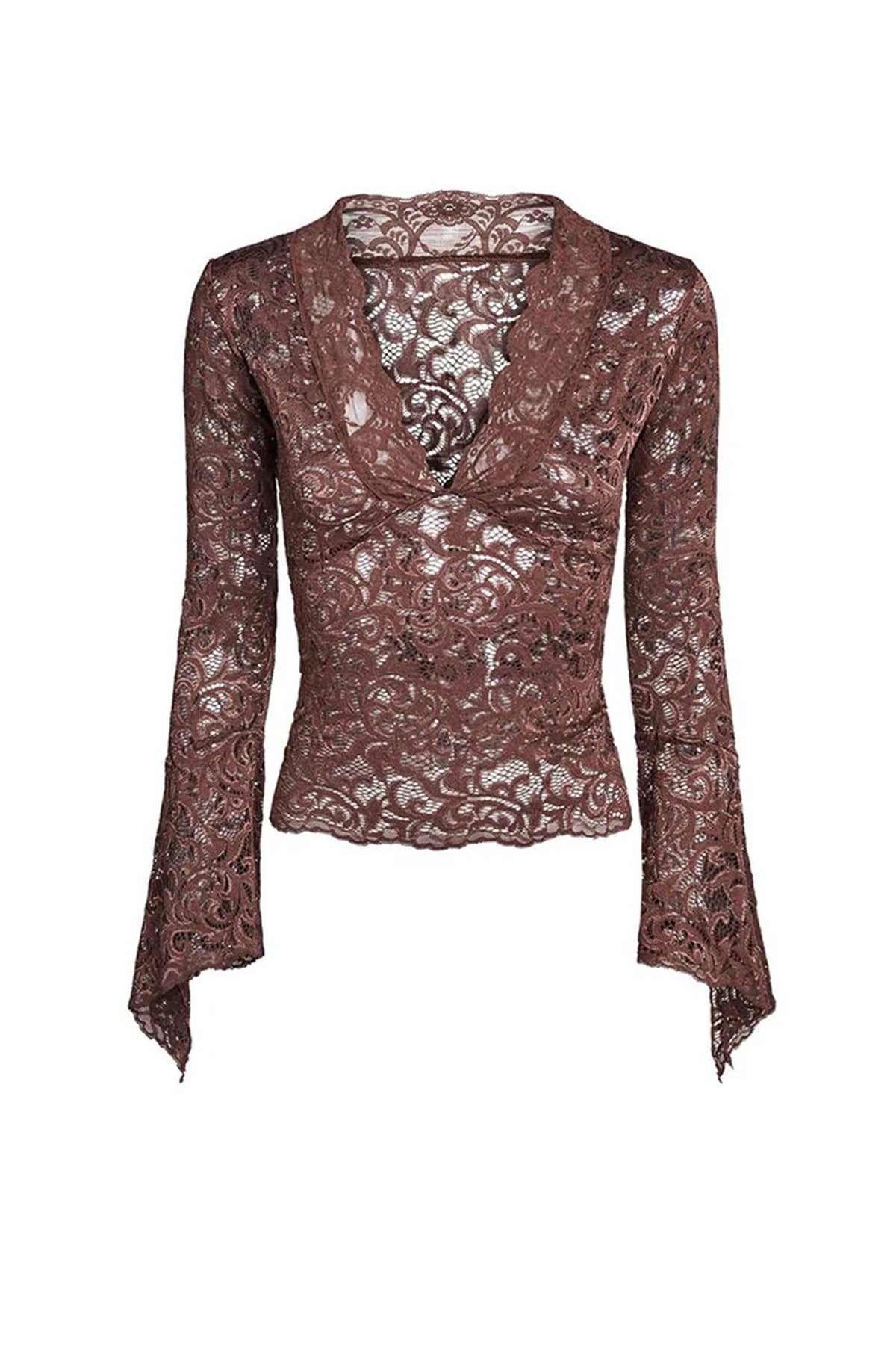 V-Neck Top with Lace Details